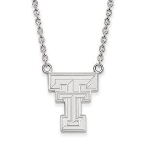 10k White Gold Texas Tech U Large 'TT' Pendant Necklace